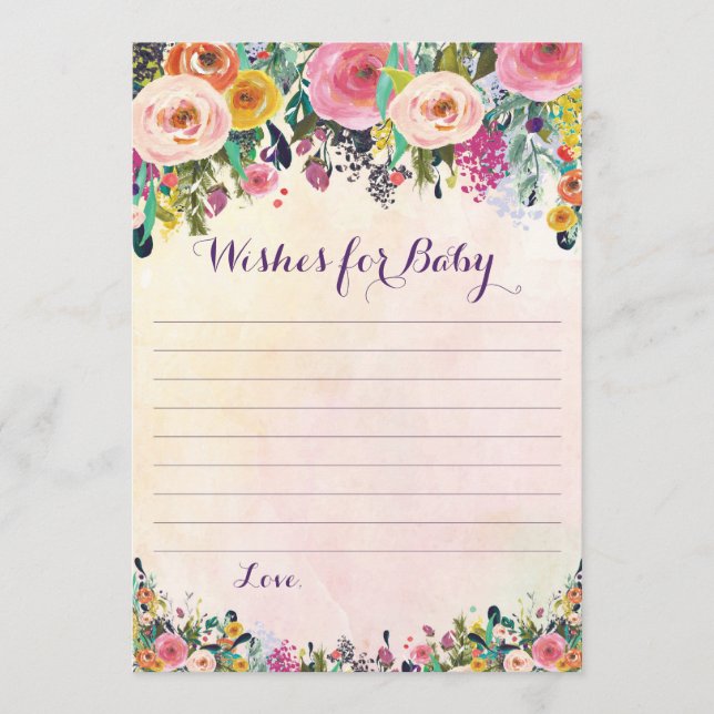 Floral Souhaite Pour Les Cartes Conseils Pour Bébé (Devant)