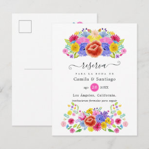 Floral spanische Fiesta-Hochzeit Termin vormerken Ankündigungspostkarte