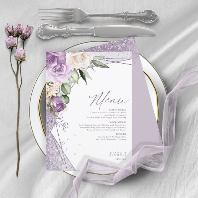 Floral Sparkles Wedding Menu1 Mauve ID889 (Von Creator hochgeladen)