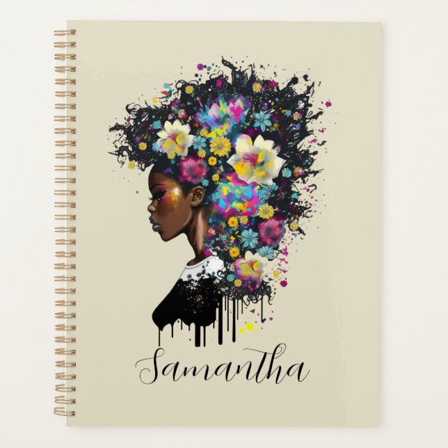 Floral Sparkling afrikanische Amerikanerin Planer (Vorderseite)
