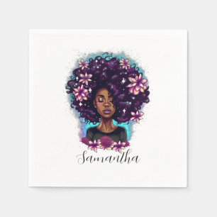 Floral Sparkling Afro Frau Serviette