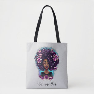 Floral Sparkling Afro Frau Tasche