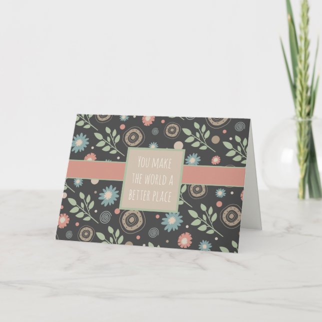 Floral Spaß Maßgeschneiderte Inspirivity Trendy No Karte (Vorderseite)