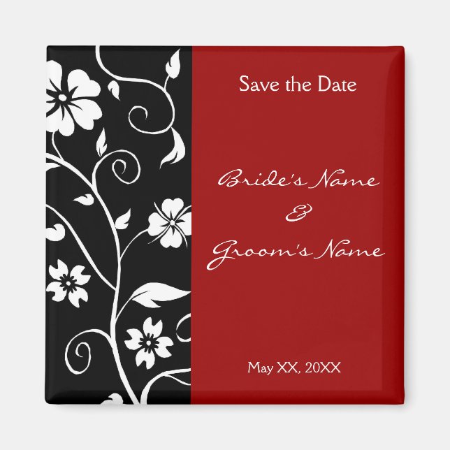 Floral Speichern Sie das Datumsfenster Magnet (Vorne)