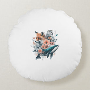 Floral Spirit Kreaturen - Tier Silhouettes with Rundes Kissen