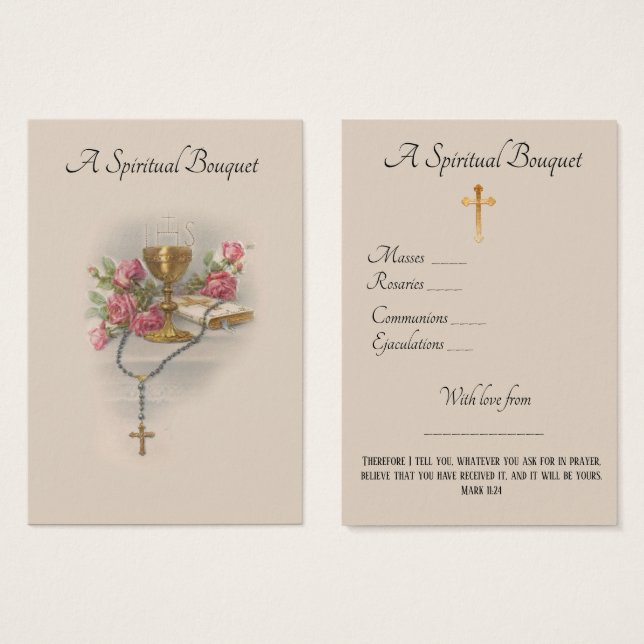 Floral Spirituelle Bouquet Gebet Heilige Karte (Vorne & Hinten)