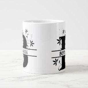 Floral Split Angepasstes Alphabet-Monogramm Letter Jumbo-Tasse