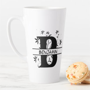 Floral Split Angepasstes Alphabet-Monogramm Letter Milchtasse