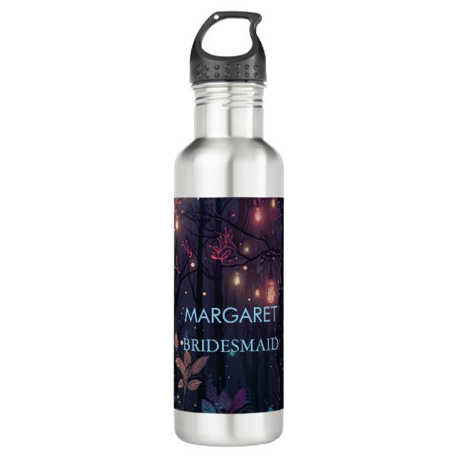 Floral Spray Fantasy Art Wedding Bridesmaid Edelstahlflasche (Vorderseite)