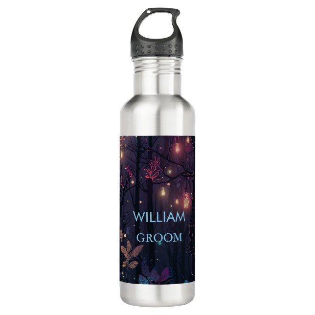 Floral Spray Fantasy Art Wedding GROOM Edelstahlflasche (Vorderseite)