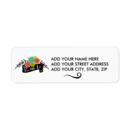 Floral Spray Peace and Liebe Holiday Address Label