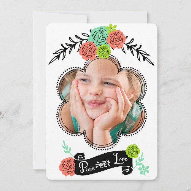 Floral Spray Peace and Love Carte photo (Devant)