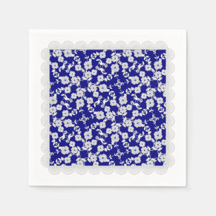 Floral Spray, spitz-weiß-blau-PAPIERPARTY NAPKINS Serviette
