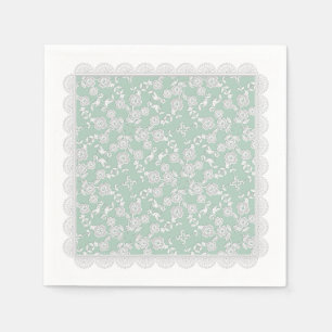 Floral Spray, spitzenweiße SEAFOAM GREE-PAPIER NAP Serviette