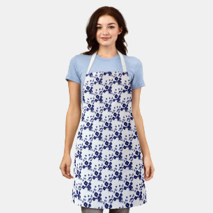 Floral Spray-Style 1-blau-weiß- Schürze
