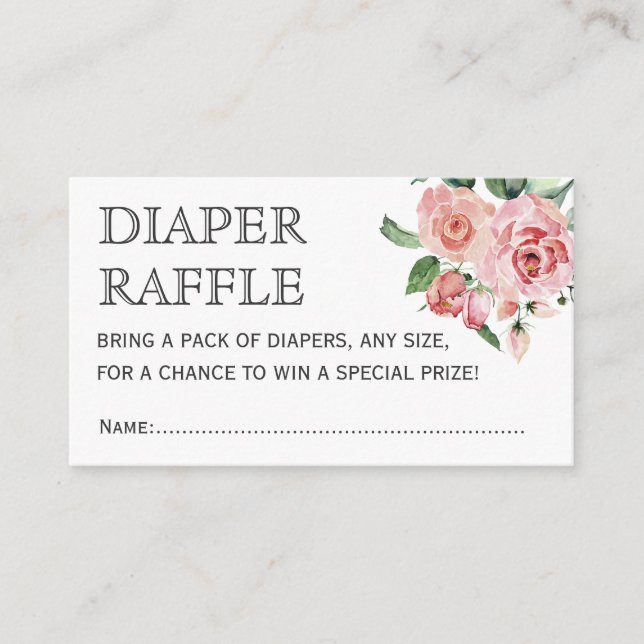 Floral Spring Baby Dusche Windeln Raffle Tickets Begleitkarte (Vorderseite)