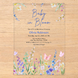 Floral Spring Baby in Bloom Baby Shower Acryleinladungen