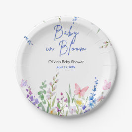 Floral Spring Baby in Bloom Baby Shower Pappteller