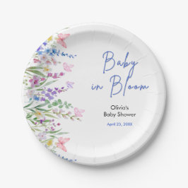 Floral Spring Baby in Bloom Baby Shower Pappteller