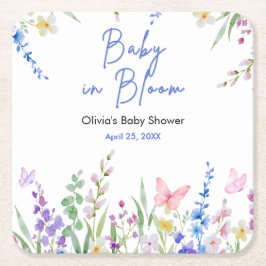 Floral Spring Baby in Bloom Baby Shower Rechteckiger Pappuntersetzer