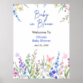 Floral Spring Baby in Bloom Baby Shower Welcome Poster