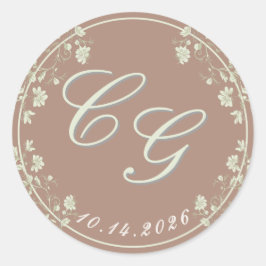 Floral Spring Chinoiserie Hochzeitsticker Runder Aufkleber