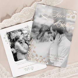 Floral Spring Chinoiserie Save the Date Folieneinladung