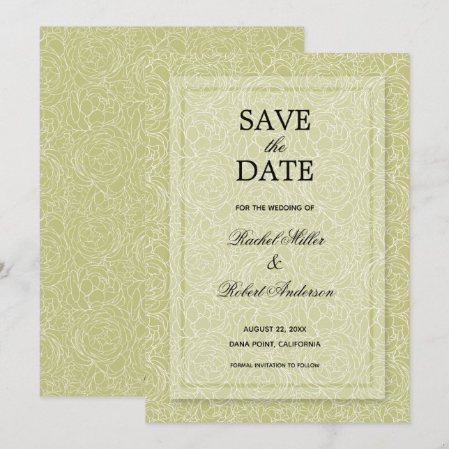 Floral Spring Green Save The Date (Vorne/Hinten)