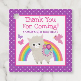 Floral Spring Llama & Rainbow Birthday Geschenkanhänger