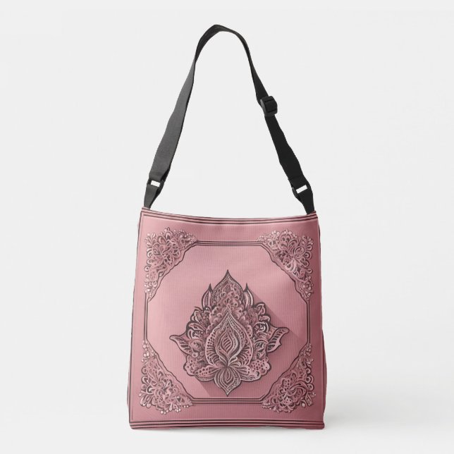Floral Square Lace AI art Tragetaschen Mit Langen Trägern (Rückseite)