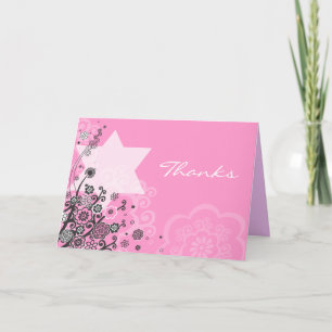 Floral Star Jewish Baby Naming Carte de remercieme