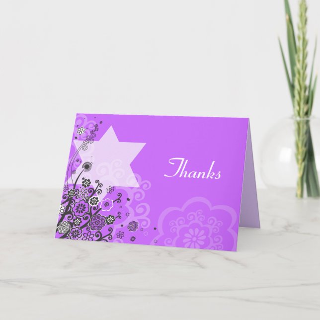 Floral Star Jüdische Babynamen Dankeschön Karte (Vorderseite)