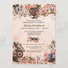 Floral Steampunk Brautparty Einladung