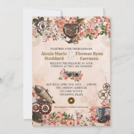 Floral Steampunk Einladung zur Hochzeit