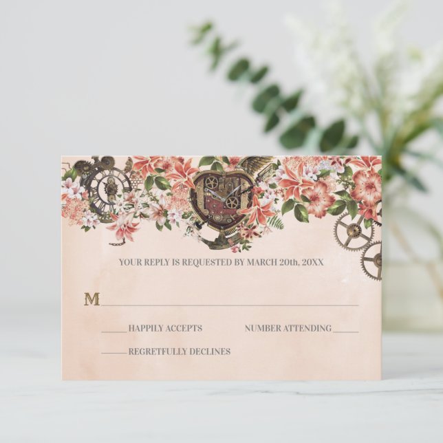 Floral Steampunk Wedding RSVP (Debout devant)