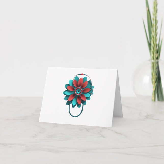 Floral Stethoscope Design - Unique Medical & Healt Dankeskarte (Vorderseite)