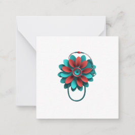 Floral Stethoscope Design - Unique Medical & Healt Mitteilungskarte