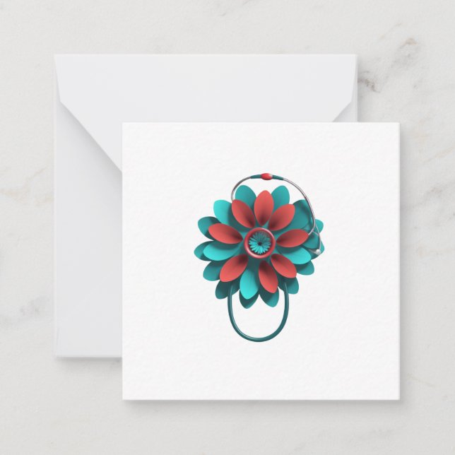 Floral Stethoscope Design - Unique Medical & Healt Mitteilungskarte (Vorderseite)