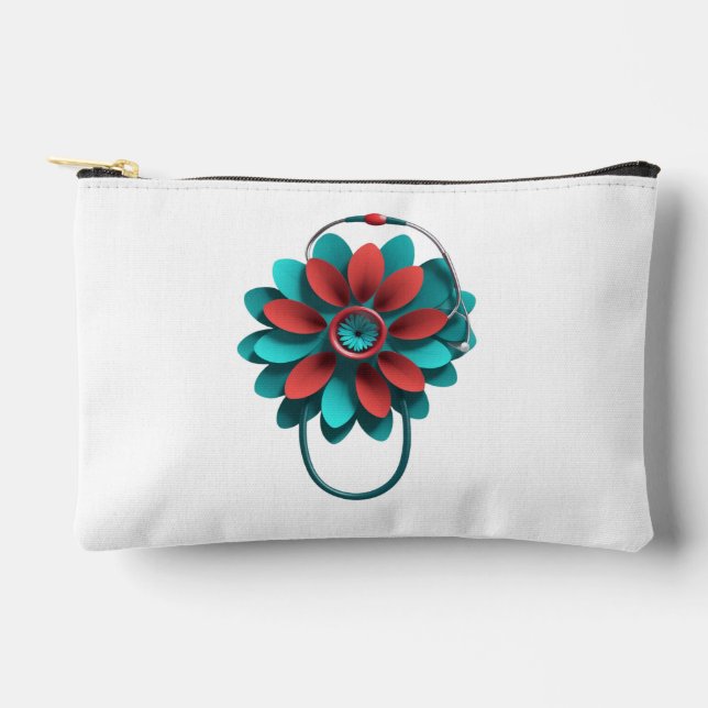 Floral Stethoscope Design - Unique Medical & Healt Zubehörtasche (Vorderseite)