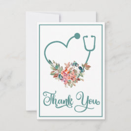 Floral Stethoscope Herzkrankenpfleger Arzt Betreue Dankeskarte