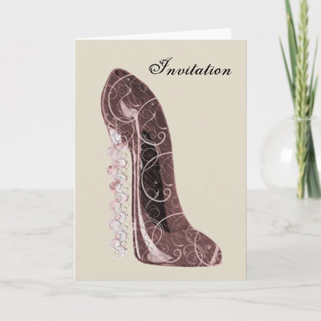 Floral Stiletto Shoe Art Einladung (Vorderseite)