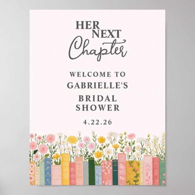 Floral Storybook Ihr nächstes Kapitel Brautparty Poster (Vorne)