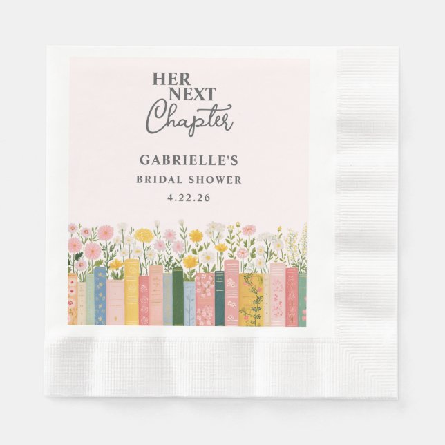 Floral Storybook Ihr nächstes Kapitel Brautparty Serviette (Vorderseite)
