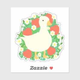 Floral Strawberry Goose Duck Aufkleber
