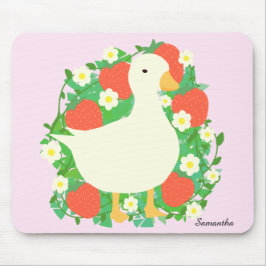 Floral Strawberry Goose Duck Mousepad