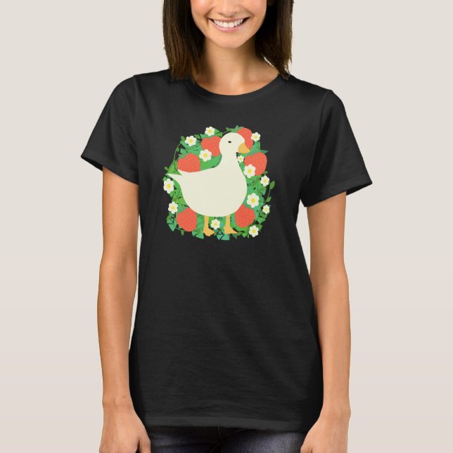 Floral Strawberry Goose Duck T-Shirt (Vorderseite)