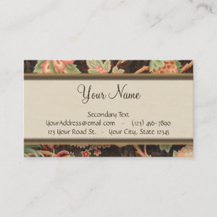 Floral, Streifen und Monogramm, braun und pfirsich Visitenkarte