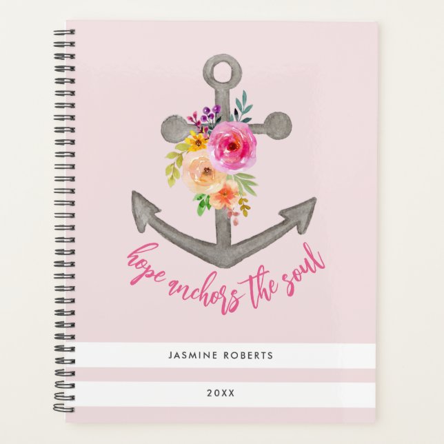 Floral Stripe Hope Ankersammelt das Soul Bible Ver Planer (Vorderseite)