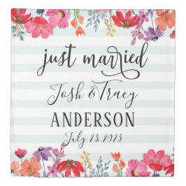 Floral Stripe Just Married Ankündigung