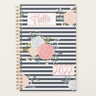 Floral Stripe Pretty 2022 Planificateur pour elle